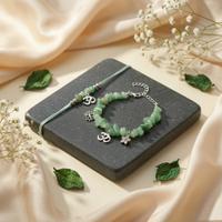 Green Stones Bracelet with Om Rakhi