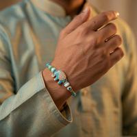 Turquoise Elephant Charm Rakhi