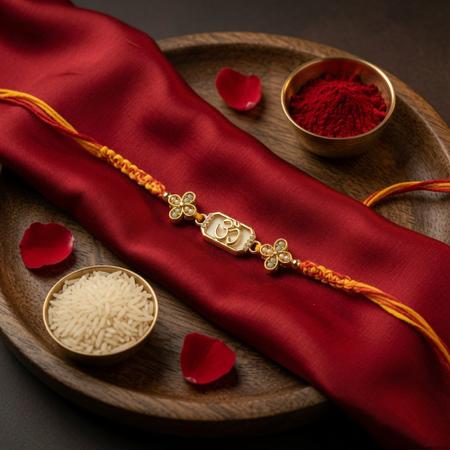 Om Floral Pearl Rakhi