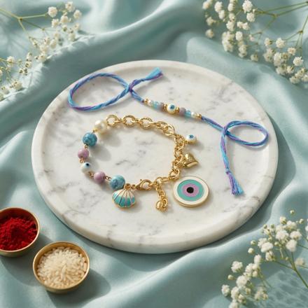 Blue Bliss Bracelet Rakhi Combo