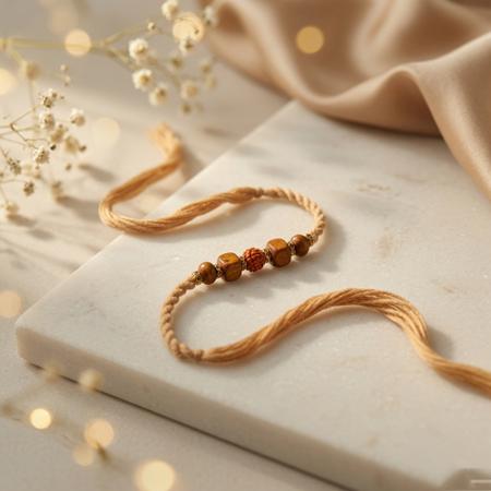 Classic Beige Rudraksha Rakhi