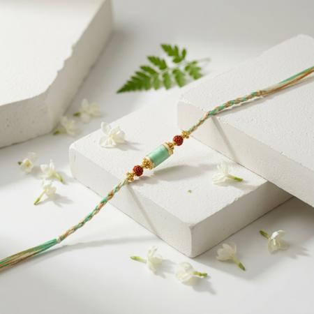 Mint Harmony Rudraksha Rakhi