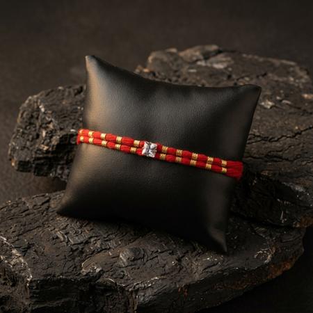 Crimson Solitaire Double Band Rakhi