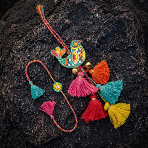 Beaded Bird Tassel Lumba with Rakhi