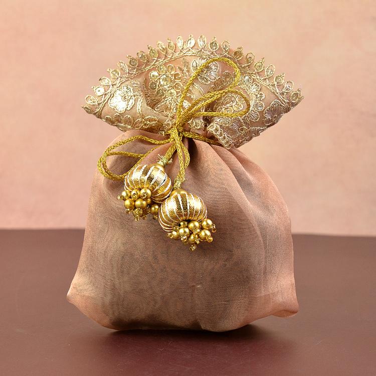Organza Rose Gold Potli Bag