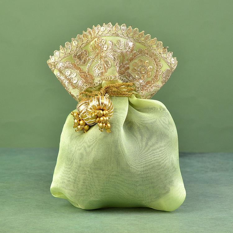 Organza Green Potli Bag