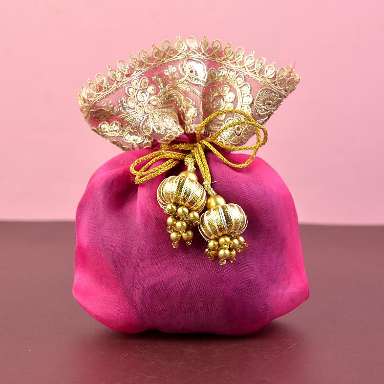 Organza Pink Potli Bag