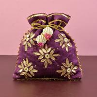 Embroidered Purple Potli Bag
