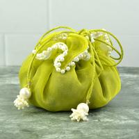Organza Green Pearl Potli Bag