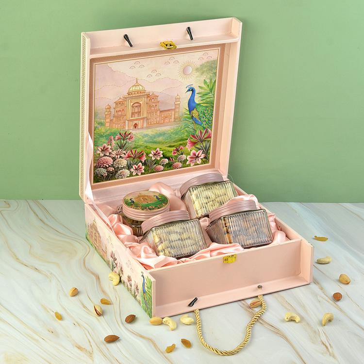 Pink Peacock Dry Fruits Box