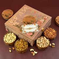 Royal Floral Rakhi Dry Fruit Box