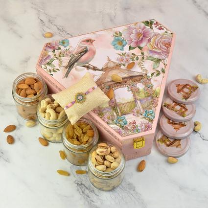 Floral Rakhi Dry Fruit Hamper