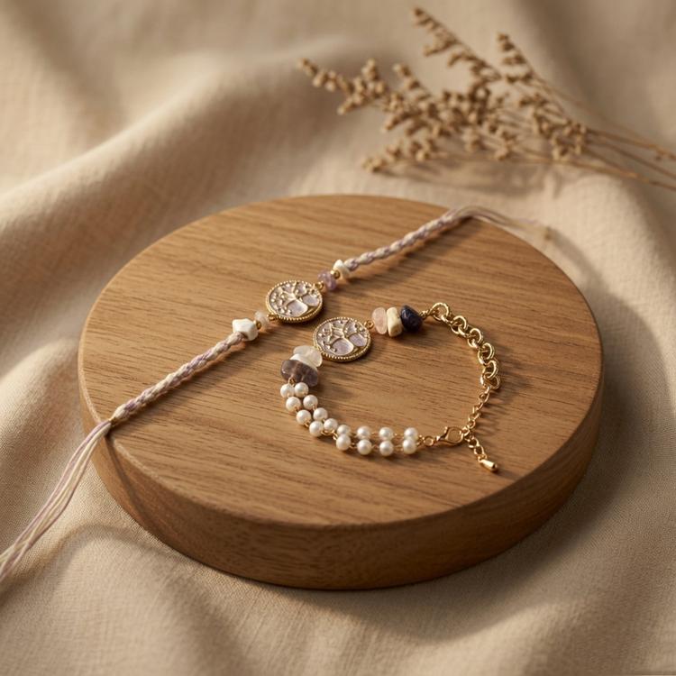 Smoky Quartz Tree Rakhi with Bracelet