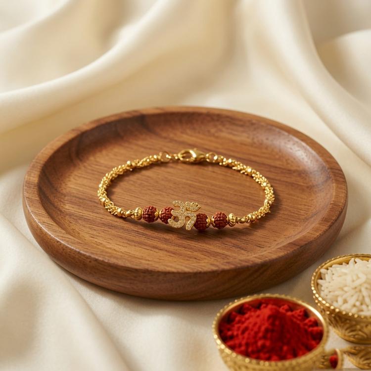 Studded Om Rudraksh Bracelet Rakhi