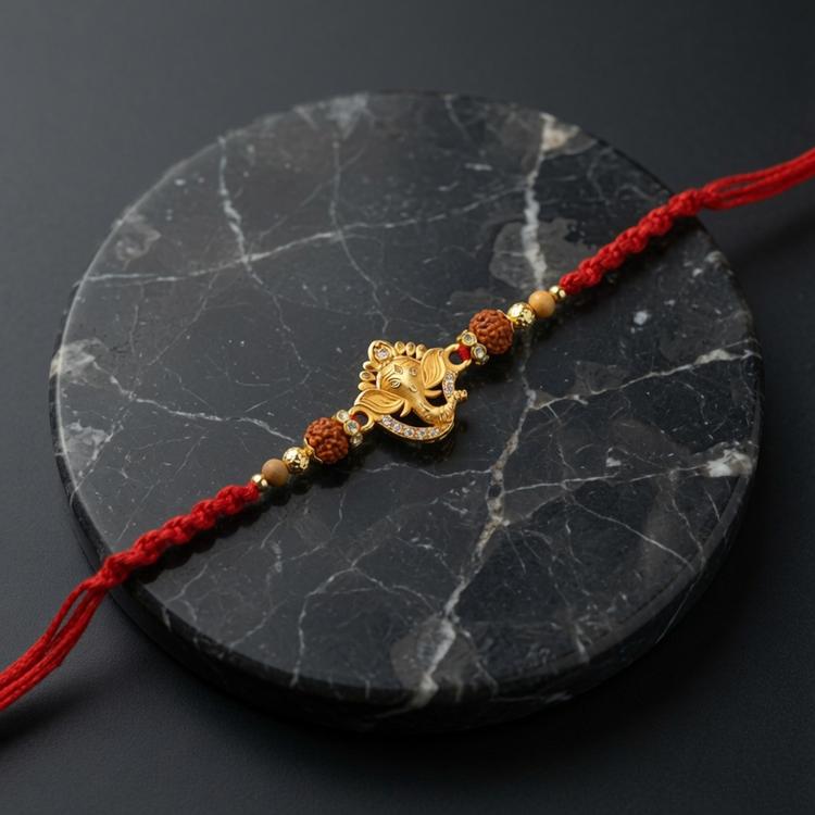 Golden Ganpati Blessing Rakhi