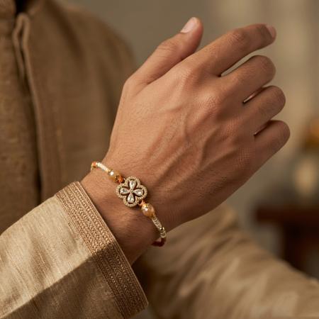 Floral Sparkle Bead Rakhi