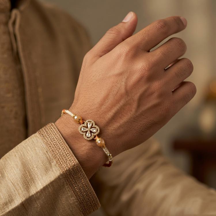 Floral Sparkle Bead Rakhi