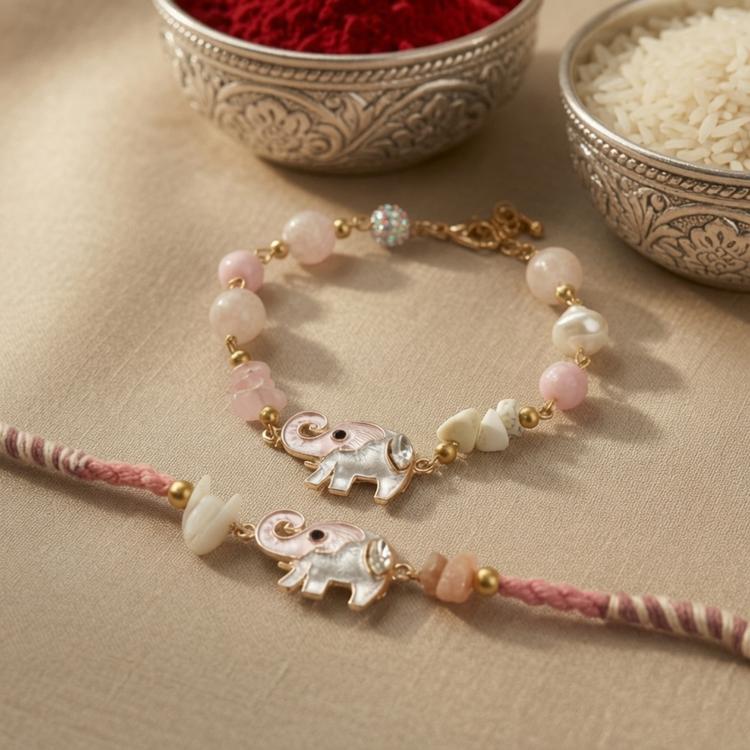 Mother of Pearl Elephant Bracelet Rakhi