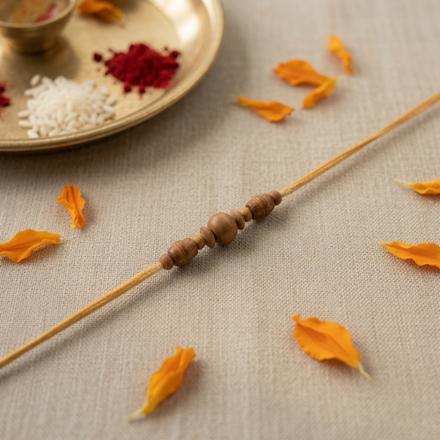 Simple Sandalwood Bead Rakhi