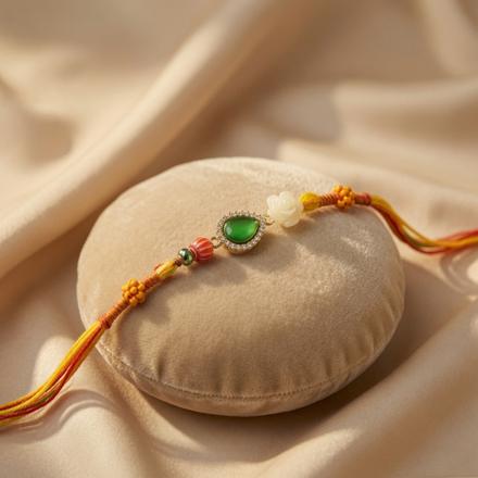 Green Stone Floral Rakhi