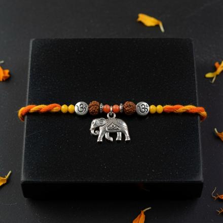 Om Rudraksh Elephant Fusion Rakhi