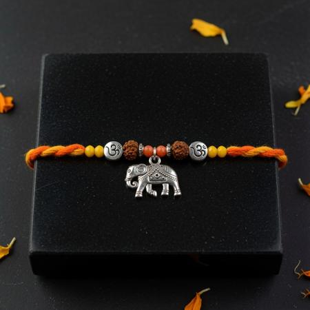 Om Rudraksh Elephant Fusion Rakhi