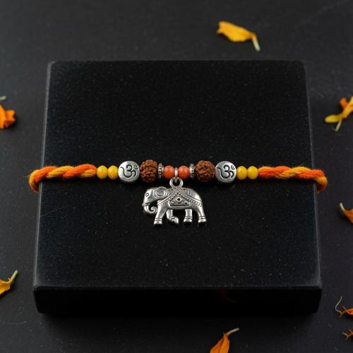 Om Rudraksh Elephant Fusion Rakhi
