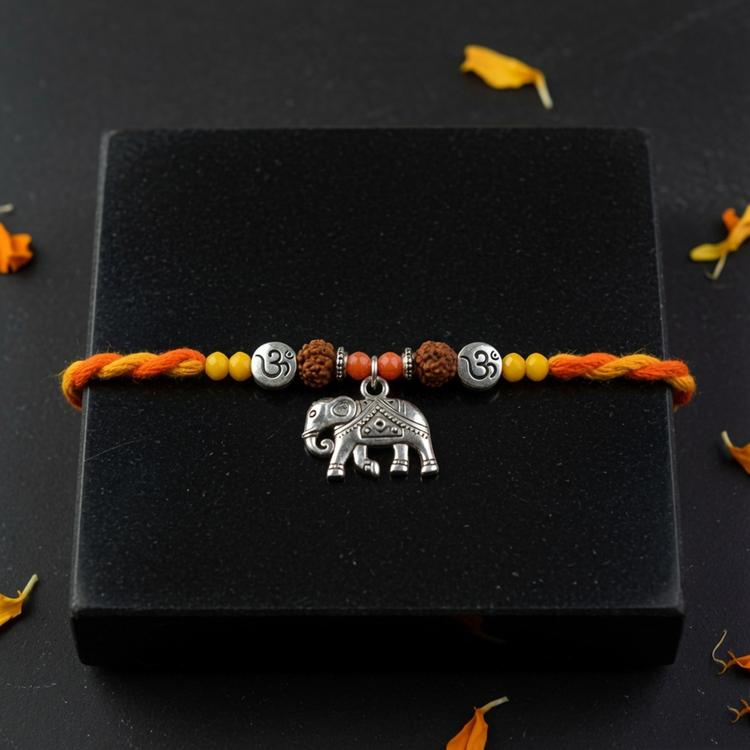 Om Rudraksh Elephant Fusion Rakhi