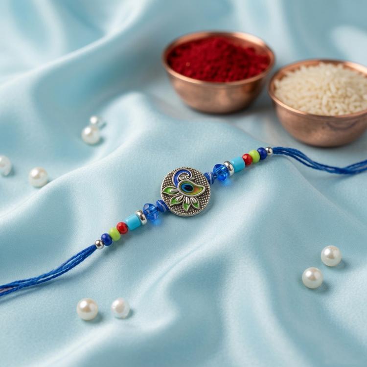 Peacock Motif Dori Rakhi