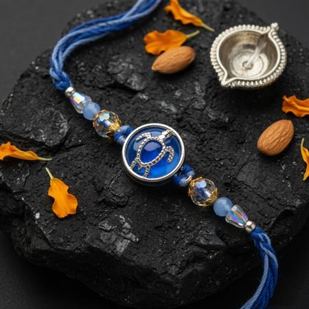 Sapphire Turtle Charm Rakhi