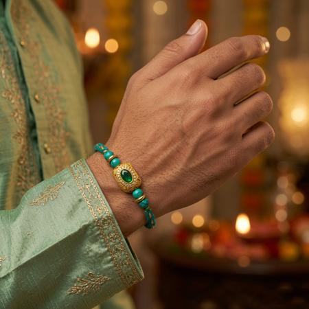 Turquoise Bead Designer Rakhi