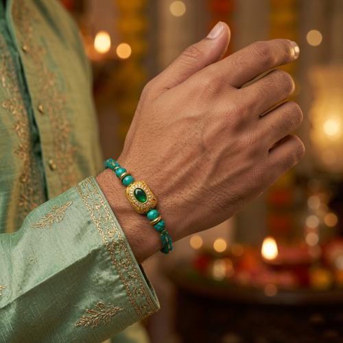 Turquoise Bead Designer Rakhi