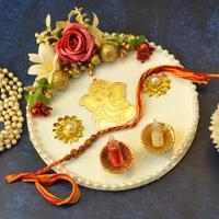 Rakhi Decorative White Thali Set