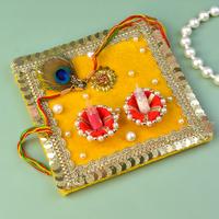 Rakhi Yellow Square Thali Set