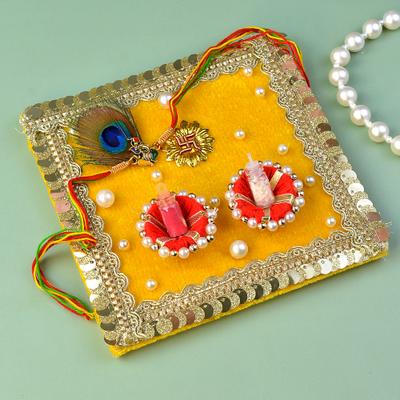 Rakhi Yellow Square Thali Set