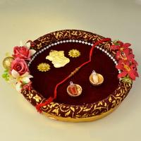 Rakhi Decorative Maroon Thali Set
