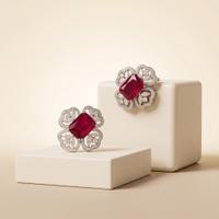 Crimson Blossom Stud Earrings