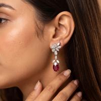 Crimson Bloom Drop Earrings