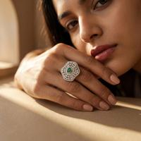 Geometric Studded Statement Ring
