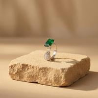 Green Stone Open Statement Ring