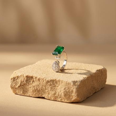 Green Stone Open Statement Ring