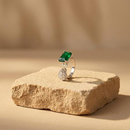 Green Stone Open Statement Ring