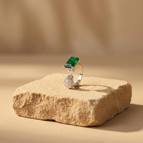 Green Stone Open Statement Ring