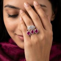 Floral Cluster Trio Statement Ring