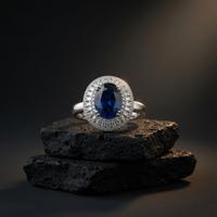 Royal Blue Halo Ring