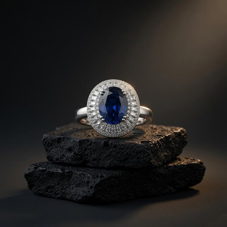 Royal Blue Halo Ring
