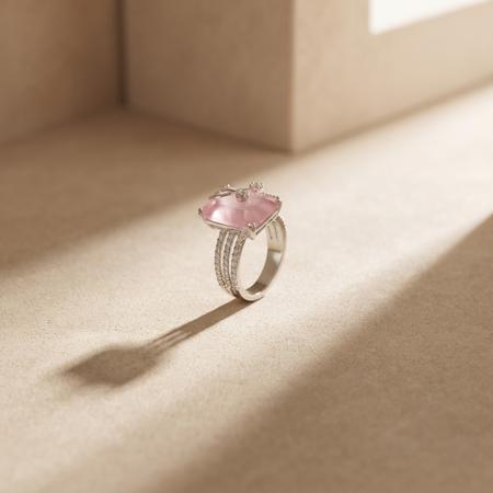 Blush Pink Quartz Petal Ring