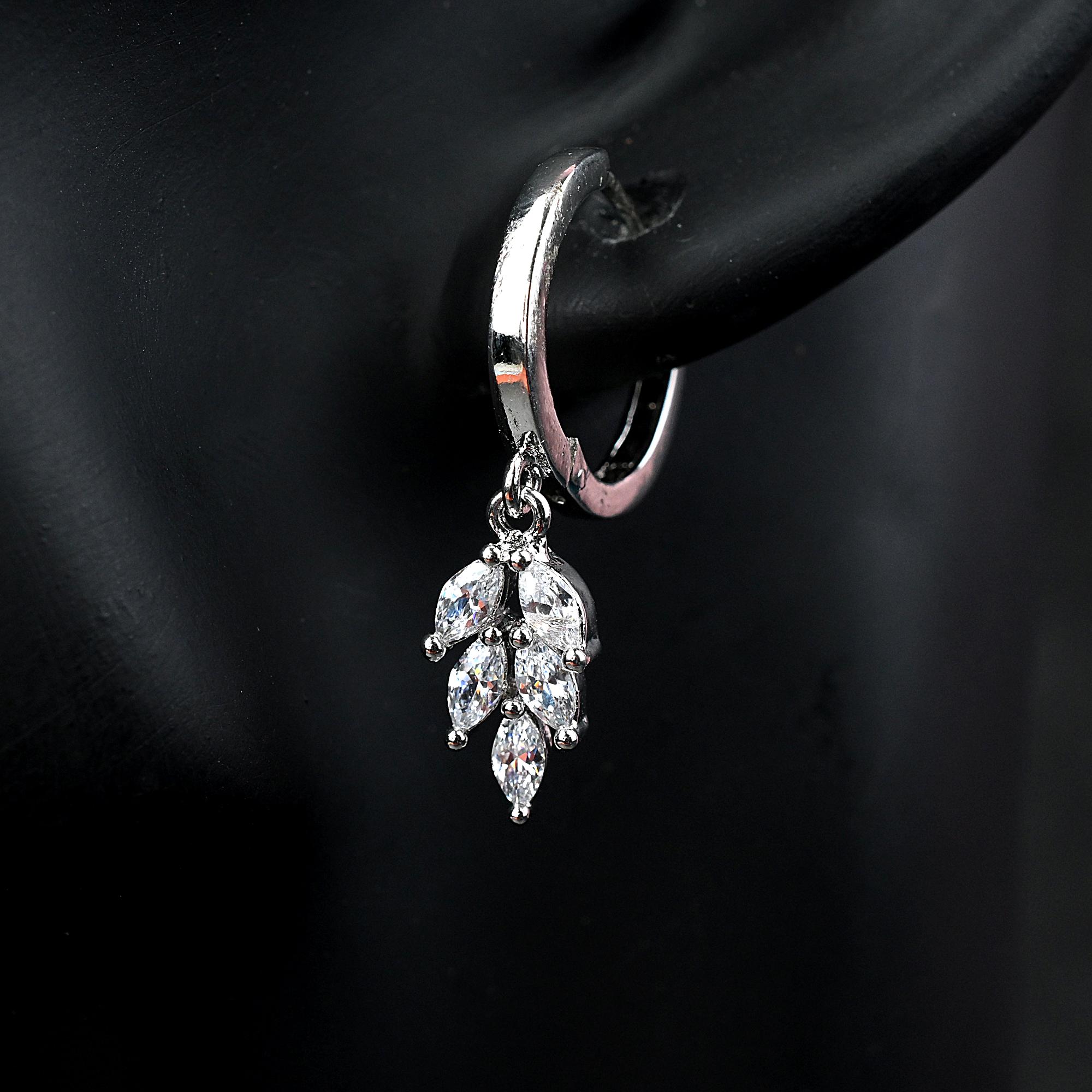Leaf Drop Hoop Earrings