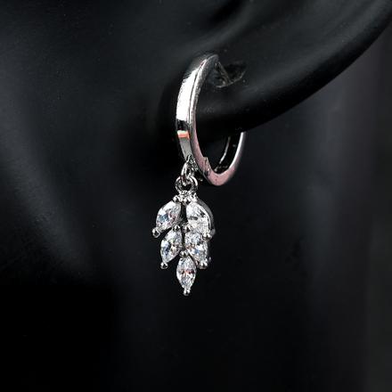 Leaf Drop Hoop Earrings