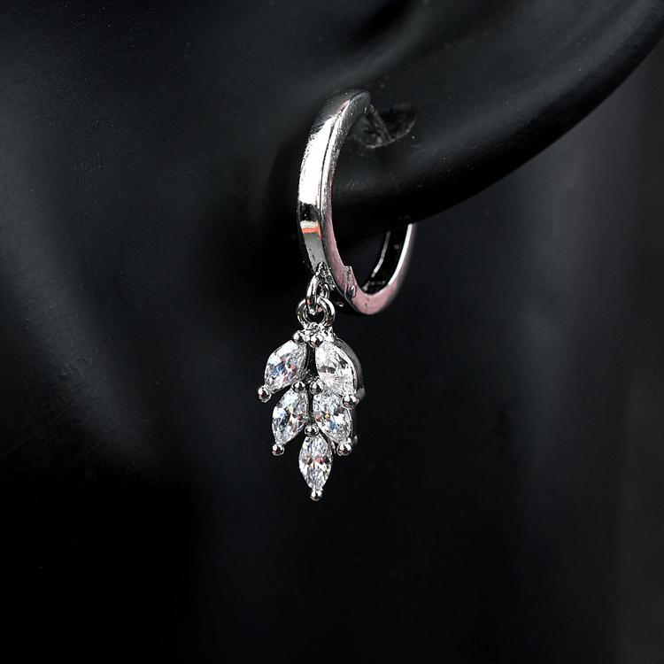 Leaf Drop Hoop Earrings